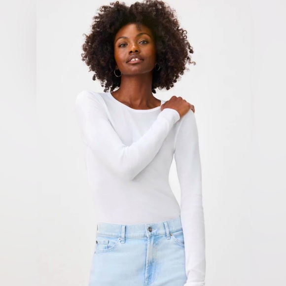 Splendid Sz XL White Long Sleeve Top, Fine Ribbing - Picture 1 of 10